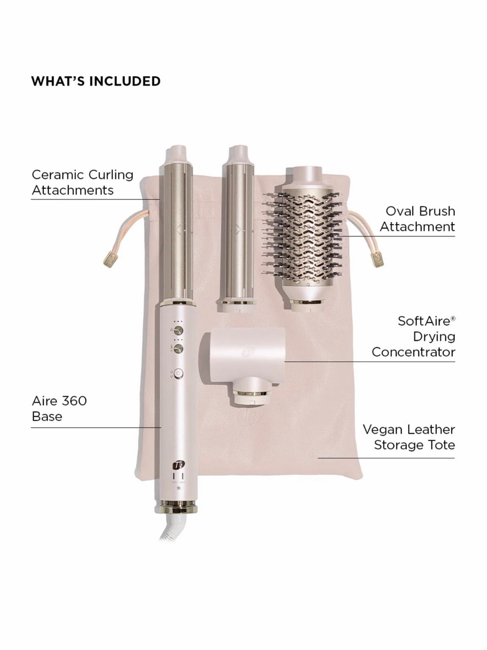 🆕T3 Aire 360 Dual Voltage Air Styler Blowout Kit in Satin Blush - Picture 2 of 12